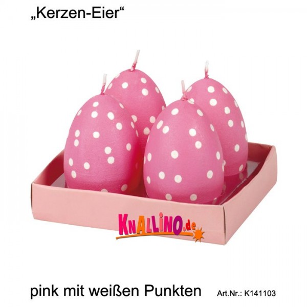 Kerzen-Eier pink mit weißen Punkten