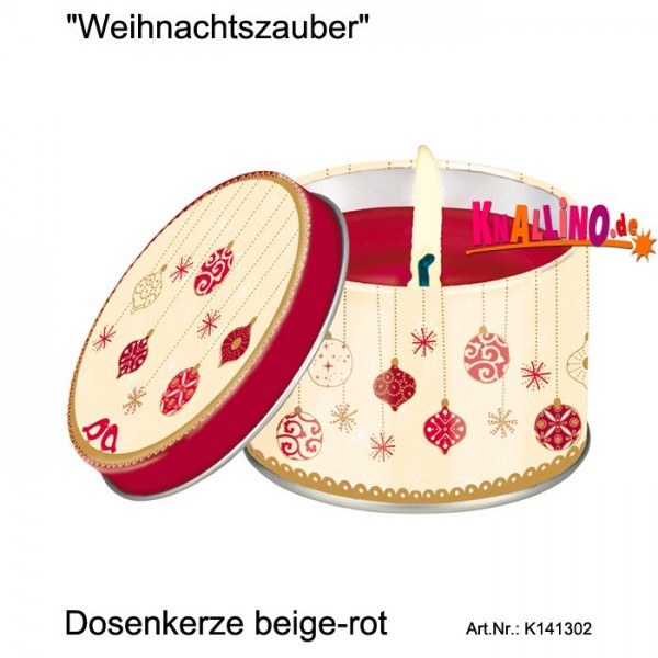 Weihnachtszauber Dosenkerze beige-rot