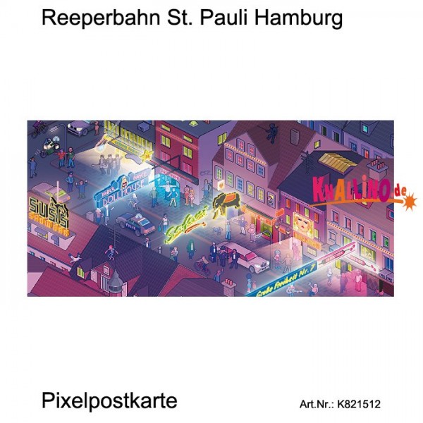 Reeperbahn St. Pauli Hamburg Pixelpostkarte