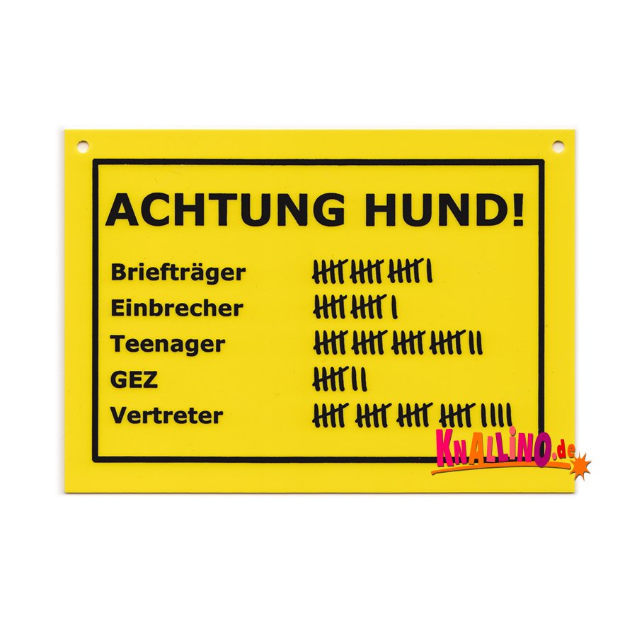 Achtung Hund! Türschild Schilder Ordnung Wohnen KNALLiNO.de