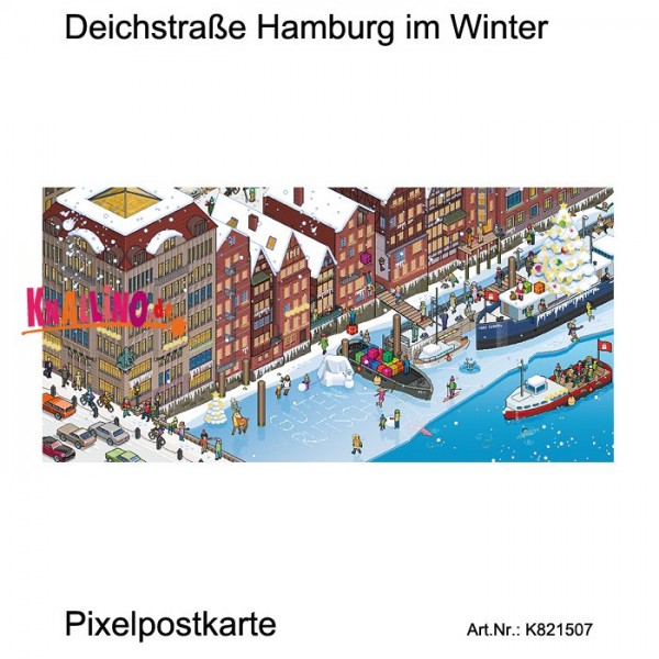 Deichstraße Hamburg im Winter Pixelpostkarte