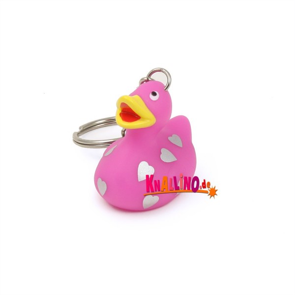 Ente pink mit Herzen Schlüsselanhänger