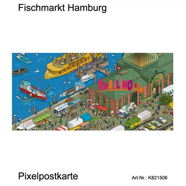 Fischmarkt Hamburg Pixelpostkarte